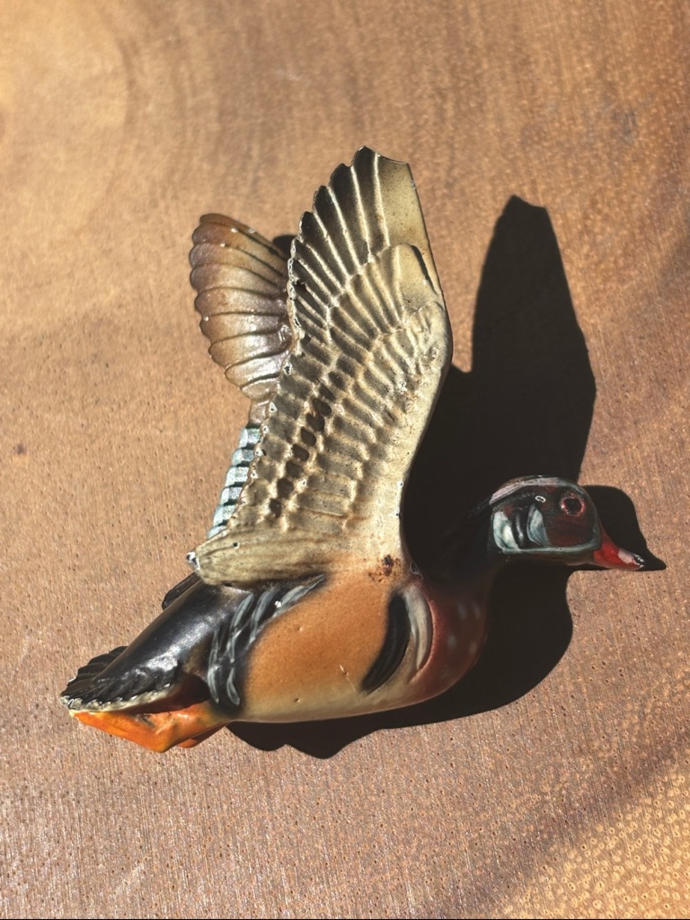 Vintage Flying Duck Brooch Wooden Made in Canada